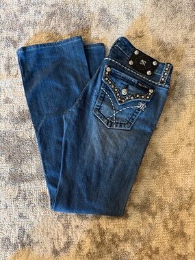 Miss Me Dark Blue Rhinestone Bootcut Jeans